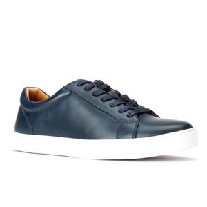 Men's Navy Leather Sneakers- Bonafini Jaxson